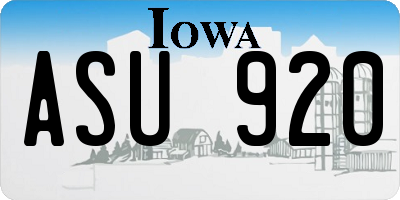 IA license plate ASU920