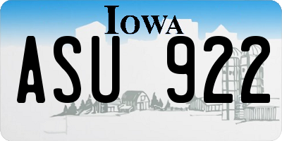 IA license plate ASU922