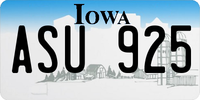 IA license plate ASU925