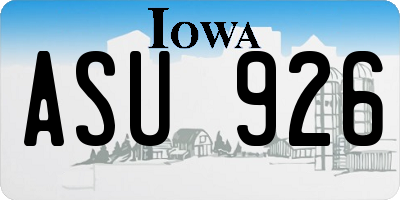 IA license plate ASU926