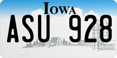 IA license plate ASU928