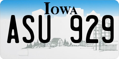 IA license plate ASU929
