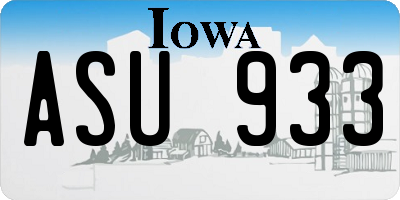 IA license plate ASU933
