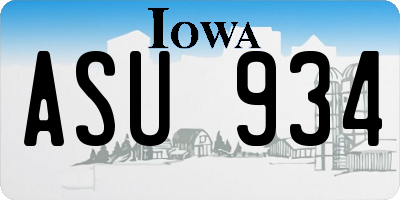 IA license plate ASU934
