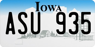 IA license plate ASU935