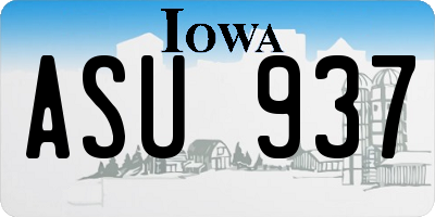IA license plate ASU937