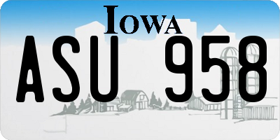 IA license plate ASU958