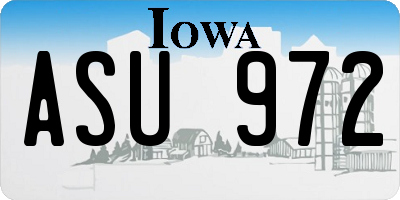 IA license plate ASU972