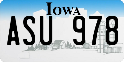 IA license plate ASU978