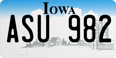 IA license plate ASU982