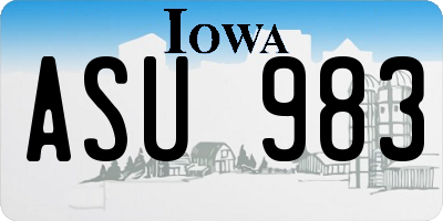 IA license plate ASU983