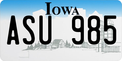 IA license plate ASU985