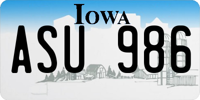 IA license plate ASU986