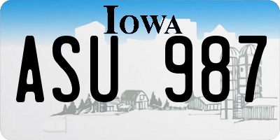IA license plate ASU987