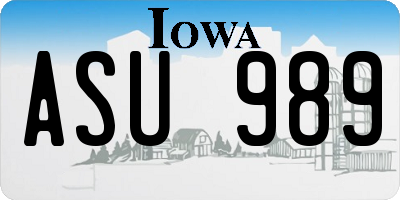 IA license plate ASU989