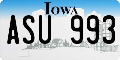 IA license plate ASU993