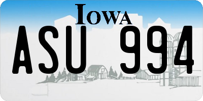IA license plate ASU994