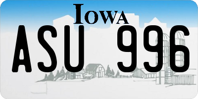 IA license plate ASU996