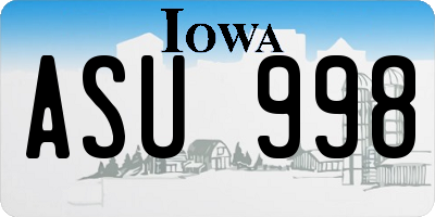 IA license plate ASU998