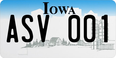 IA license plate ASV001