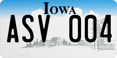 IA license plate ASV004