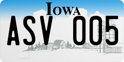 IA license plate ASV005