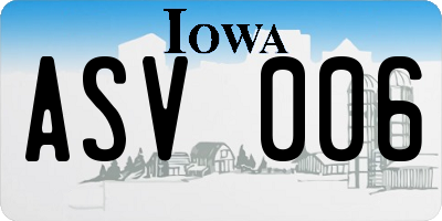 IA license plate ASV006
