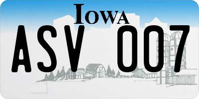 IA license plate ASV007
