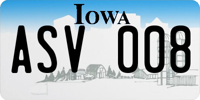 IA license plate ASV008