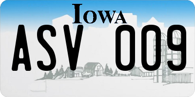 IA license plate ASV009