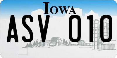 IA license plate ASV010