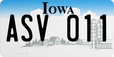 IA license plate ASV011