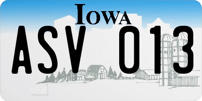 IA license plate ASV013