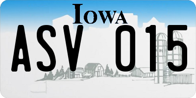 IA license plate ASV015