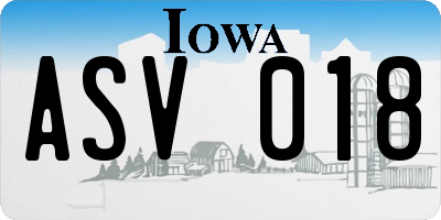 IA license plate ASV018