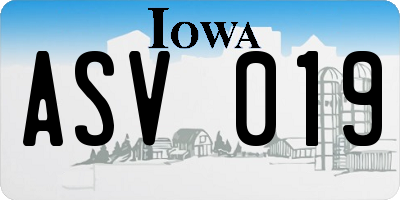 IA license plate ASV019