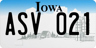 IA license plate ASV021