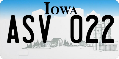 IA license plate ASV022