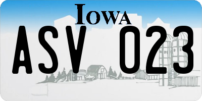 IA license plate ASV023