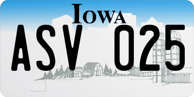 IA license plate ASV025