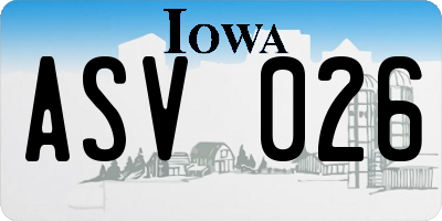 IA license plate ASV026