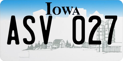 IA license plate ASV027
