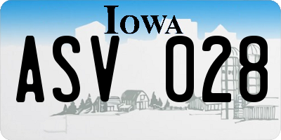 IA license plate ASV028