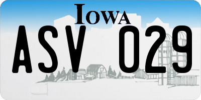 IA license plate ASV029
