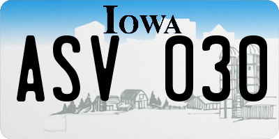 IA license plate ASV030