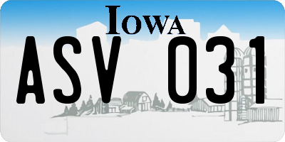 IA license plate ASV031