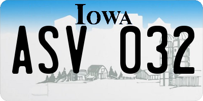 IA license plate ASV032