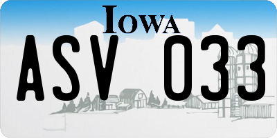 IA license plate ASV033