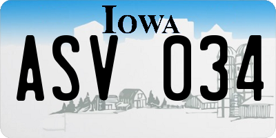 IA license plate ASV034