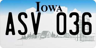IA license plate ASV036